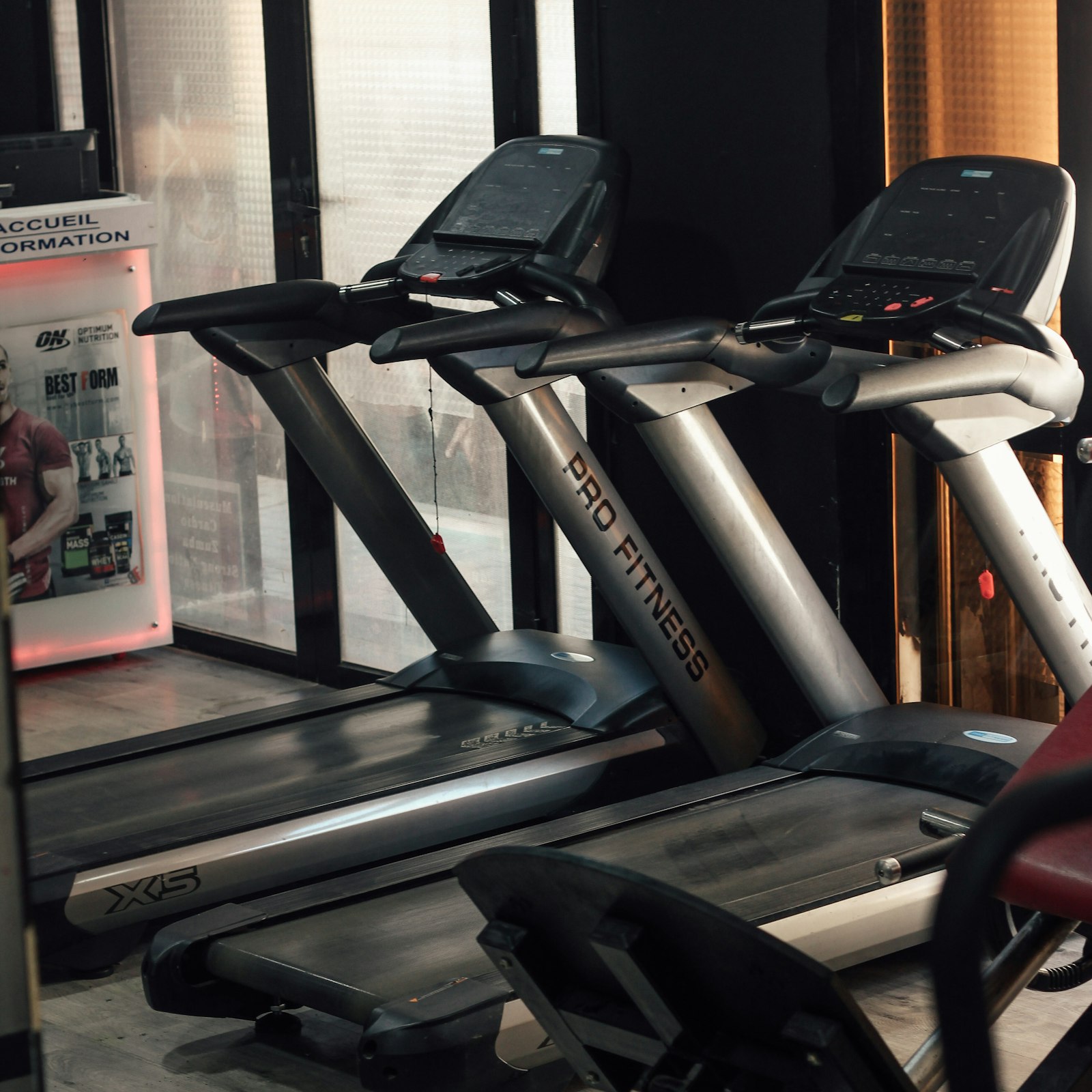 Pair of treadmills in a fitness gym